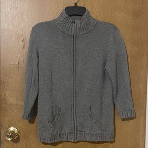 Banana Republic Gray Women's Turtleneck Zip-Up Sweater
